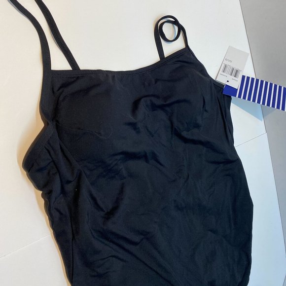 NWT Beach Couture Black Tank One-Piece Swimsuit - Picture 6 of 6